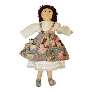 Vintage 18 in Cornelloki Fabric Rag Doll Dress & Pinafore with Babies in Pockets
